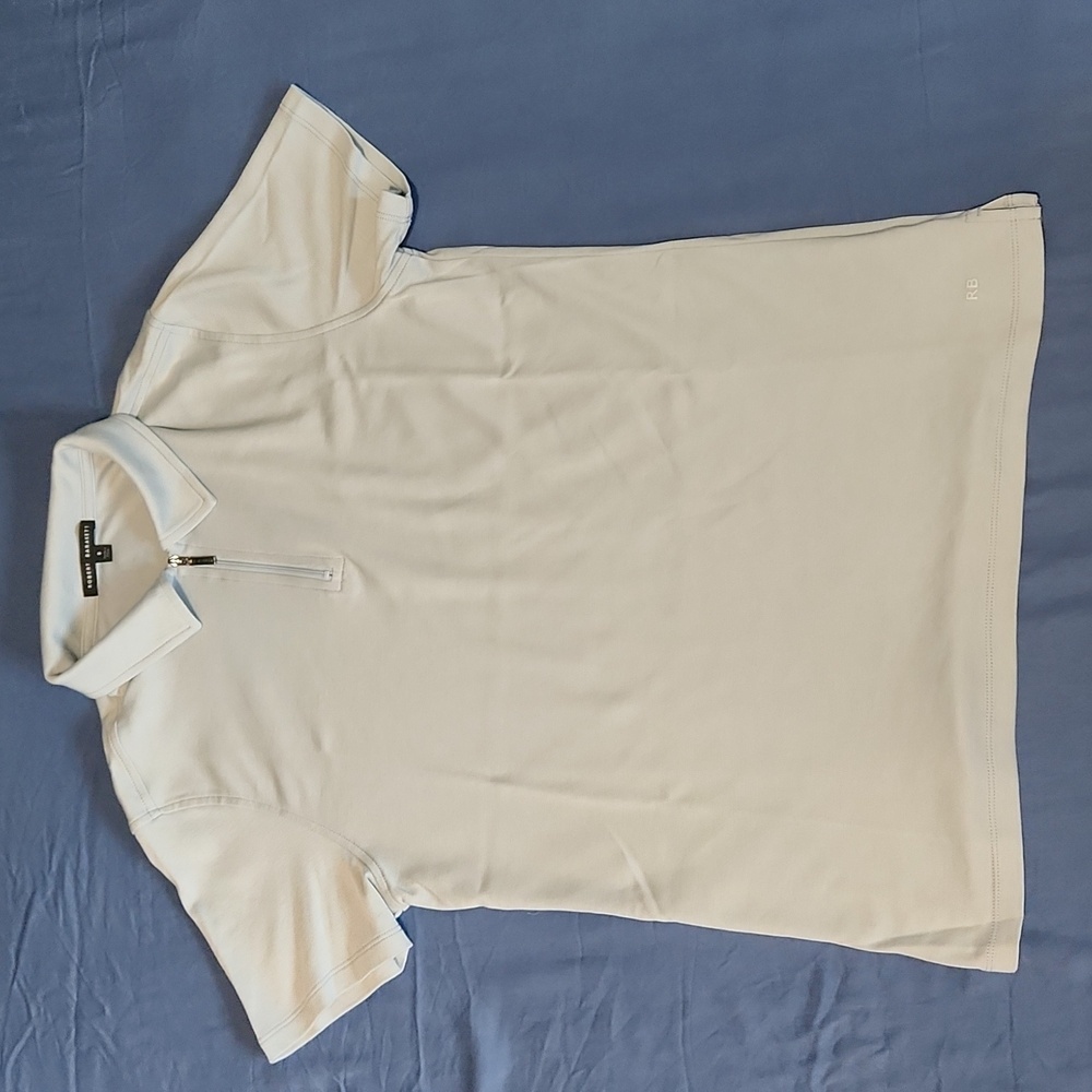Robert Barakett Zip Polo Short Sleeve - Light blue